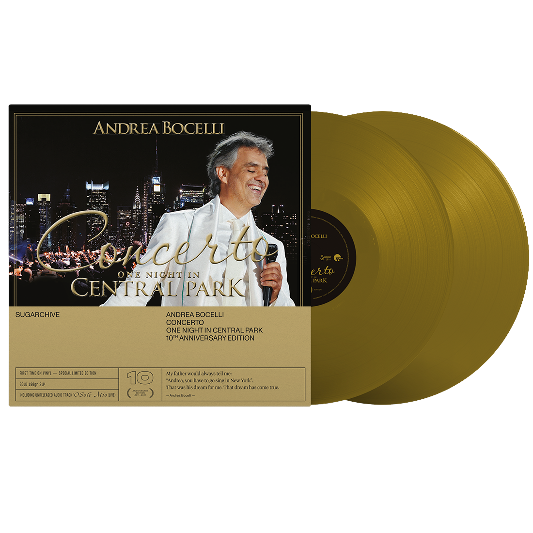Andrea Bocelli - Concerto: One night in Central Park - 10th Anniversary Edition Gold Vinyl 2LP