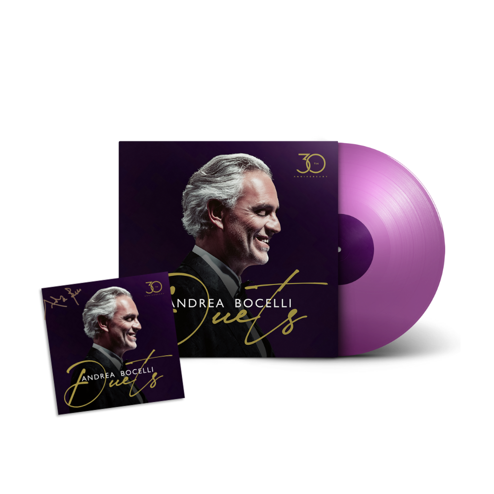 Duets 30th Anniversary Exclusive Purple Lp Signed Art Card Andrea Bocelli Official Store 8600